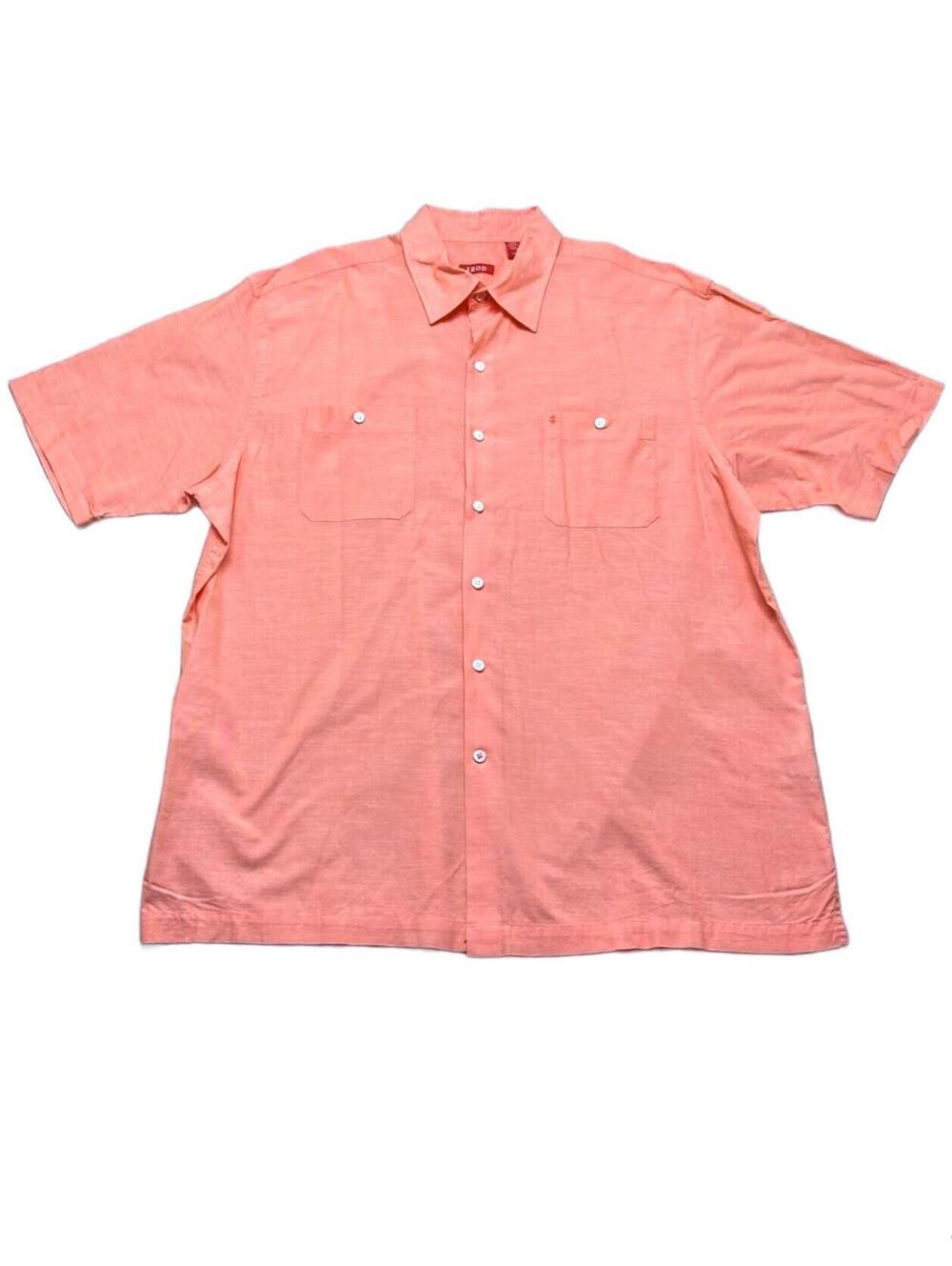 Izod Men's Coral Short Sleeve Button Front Shirt Size L